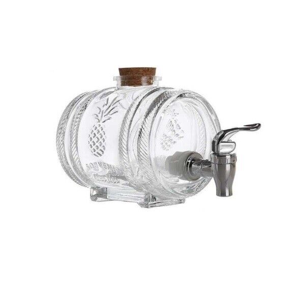 Wine Barrel Glass Beverage Wine Fruit Tea Jar Tap Cocktail Decanter Stopper Seal