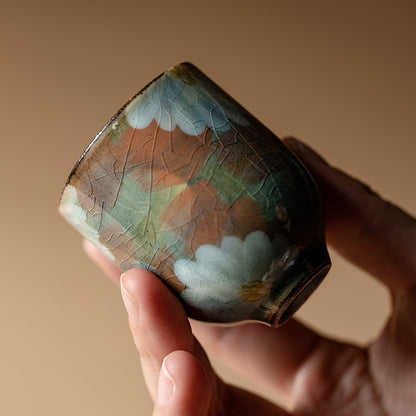 50ML Delicate Retro Zen Hand-painted Ice Cracked Glaze Daisy Tea Cup Tea Set