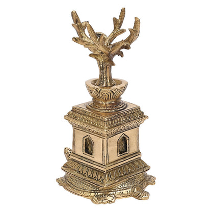 Brass Goddess Tulsi (Thulasi) Saligram Plant on Tortoise for Home Temple Idol