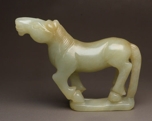 Chinese Antique Hetian Jade Hand Carving Horse Statue Sculpture Nice Art Work