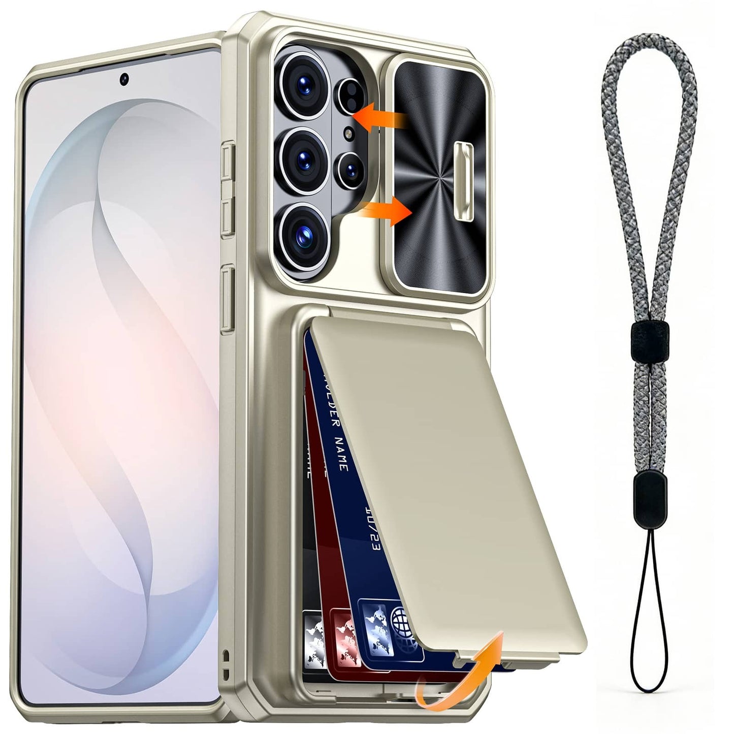For Samsung Galaxy S25 Ultra 2025 6.9" Case Wallet+Wrist Strap with Card Holder