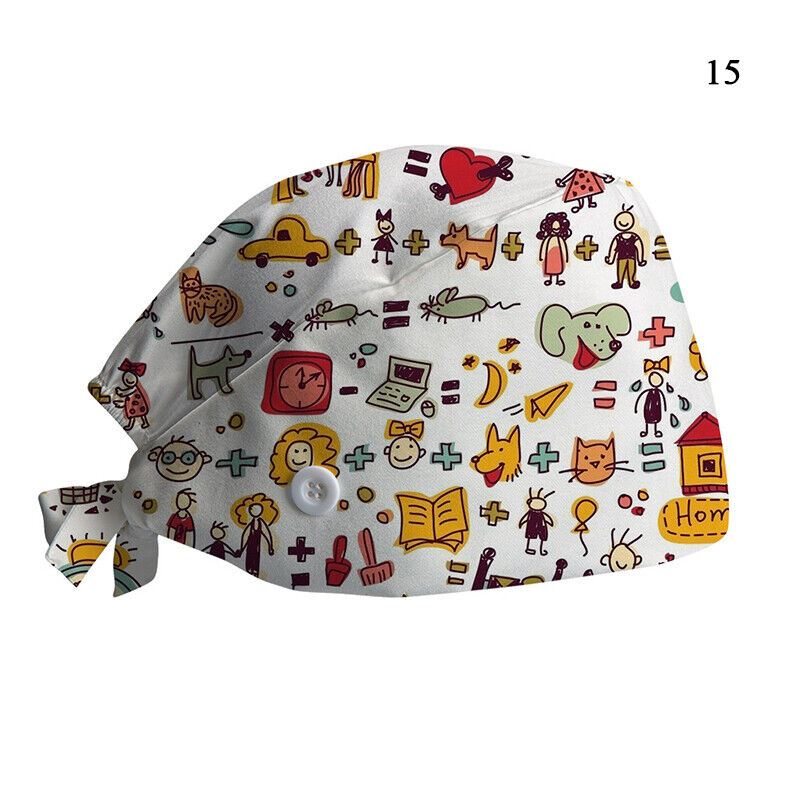 Printed Surgical Cap Adjustable Nurse Cap Baotou Cap Surgical Cap Christmas Hat