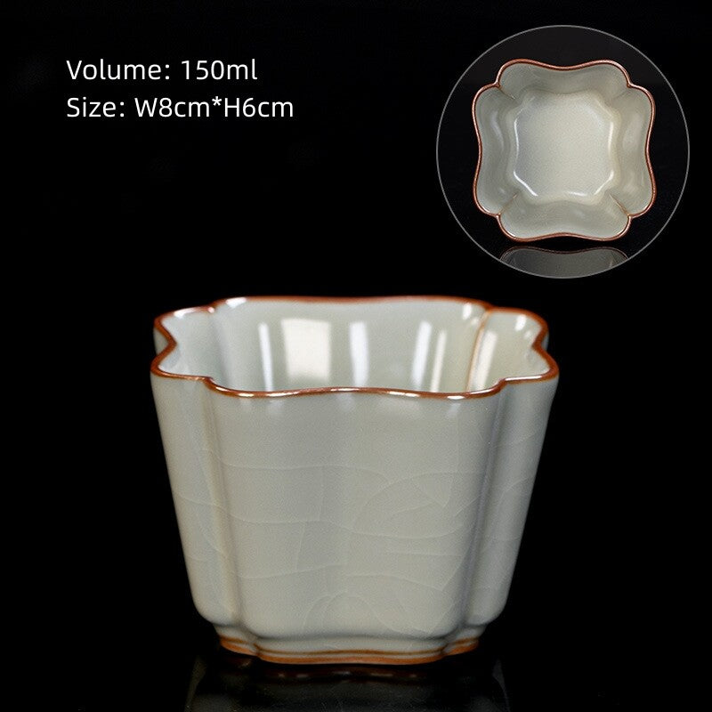 Boutique Ruyao Craft Tea Cup One Piece Crackle Glaze Porcelain Master Cup Marked