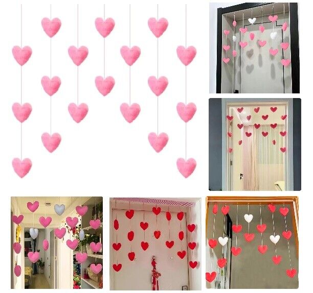 Heart Shaped Curtains Plastic Door Hanging Decoration String Pendants 60x65-95cm