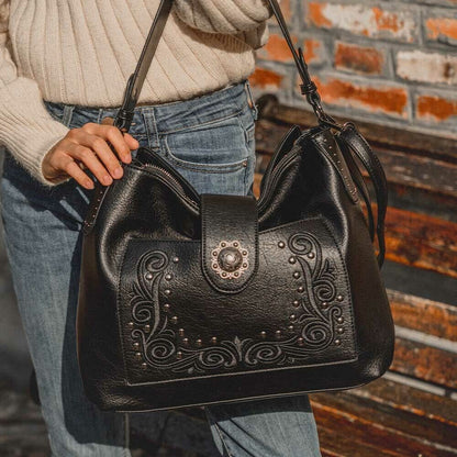 Celela Designer Handbag Women Handbag Bag Embroidered Pattern Studs Hobo Purse
