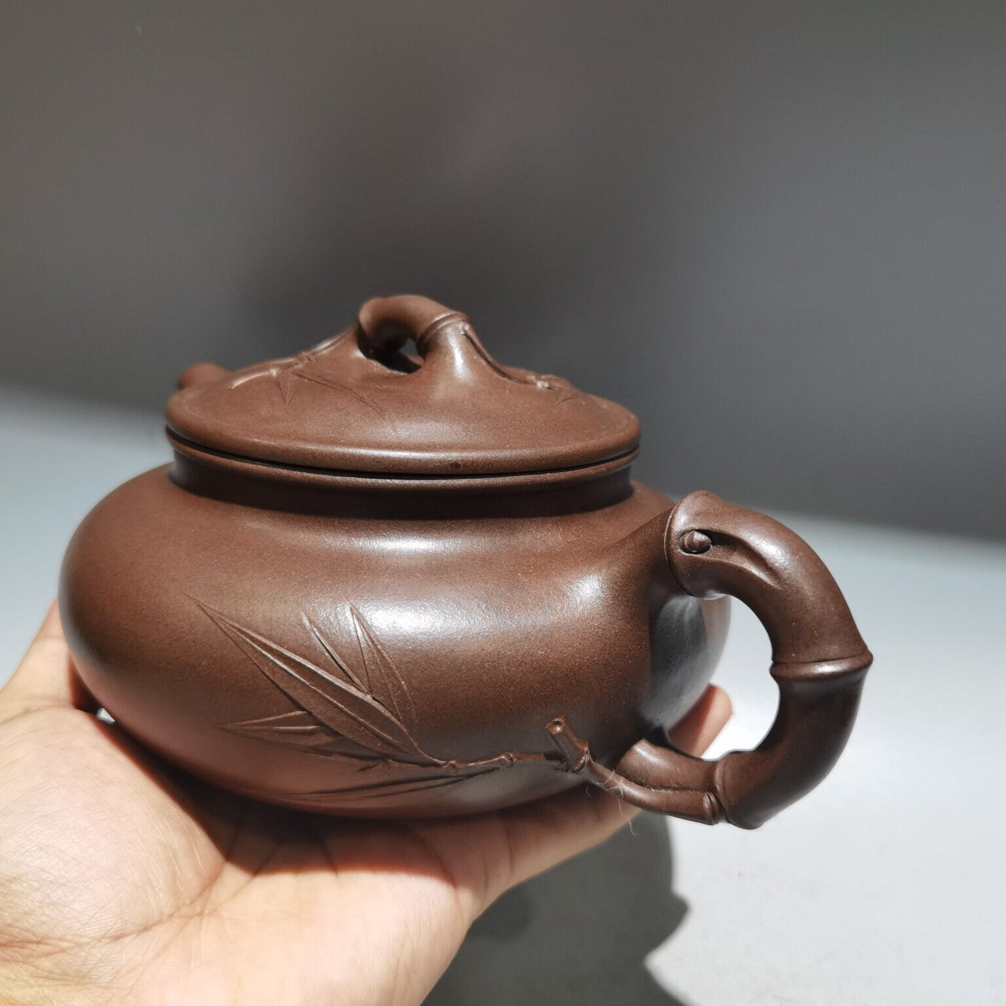 Chinese Yixing Zisha Clay Handmade Exquisite Teapot （竹节仿古壶 低款：季益顺）