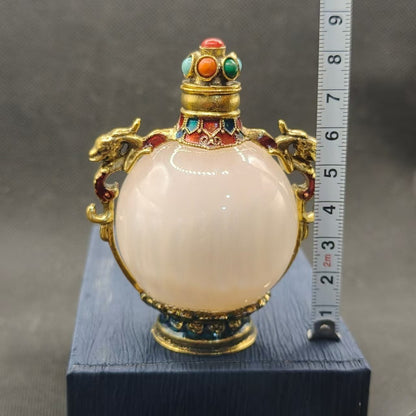 Rare Antique Jade Bottle UV Red Color Changing Chinese Artifact