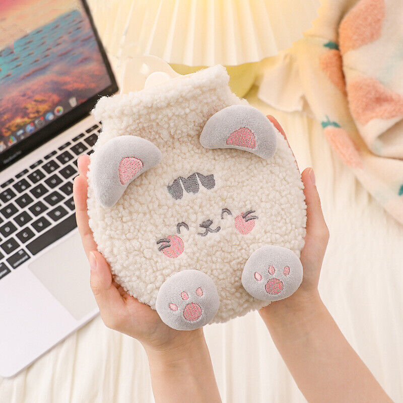 Cute Cartoon Animals Hot Water Bag w/ Plush Cover Winter Warm Hand Bottle