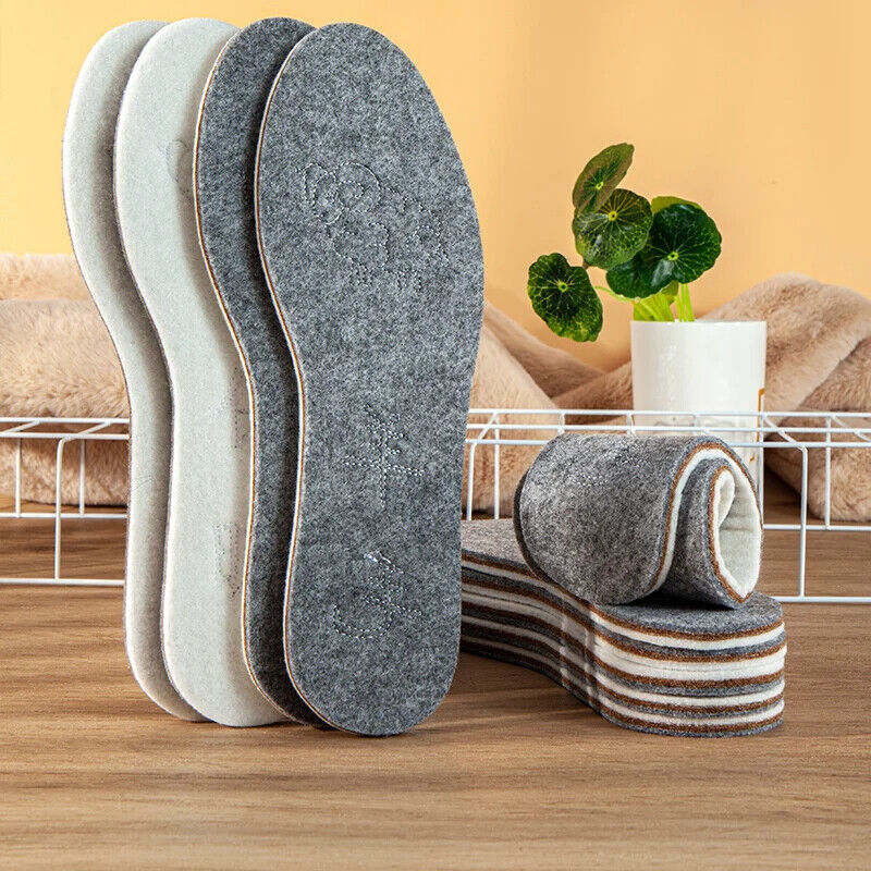 Winter Warm Insoles Wool Thickened Soft Men Women Breathable Shoes Pads EU 35-44