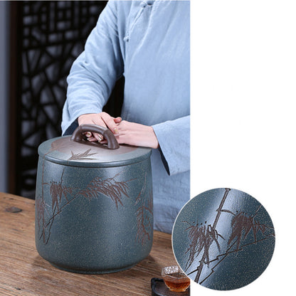Big Canister With Lid Hand Carved Sealed Jar For Pu'er Tea Cake Yixing Zisha New
