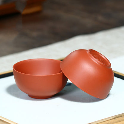 Tea Pot & 2 Cups Matching Tea Cup Xishi Pot Marked Yixing Zisha Purple Clay Pot