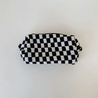 Lattice Cosmetic Bag Knitted Fabric Makeup Organizer Travel Toiletry Beauty Case