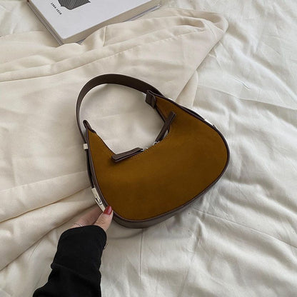 Frosted Fabric Shoulder Handbag Underarm Bag Synthetic Leather Bag Traveling 1pc