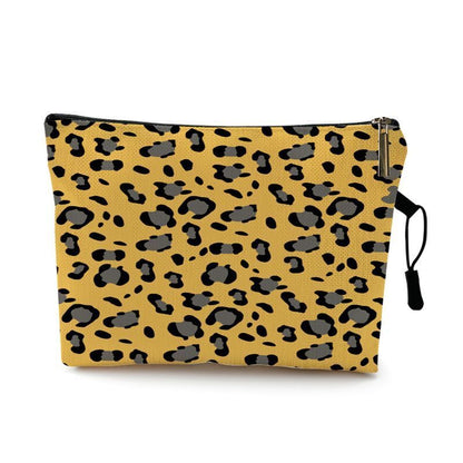 Water Resistant Makeup Bag Zebra Stripe Brown Pink Leopard Print Cosmetic Purse