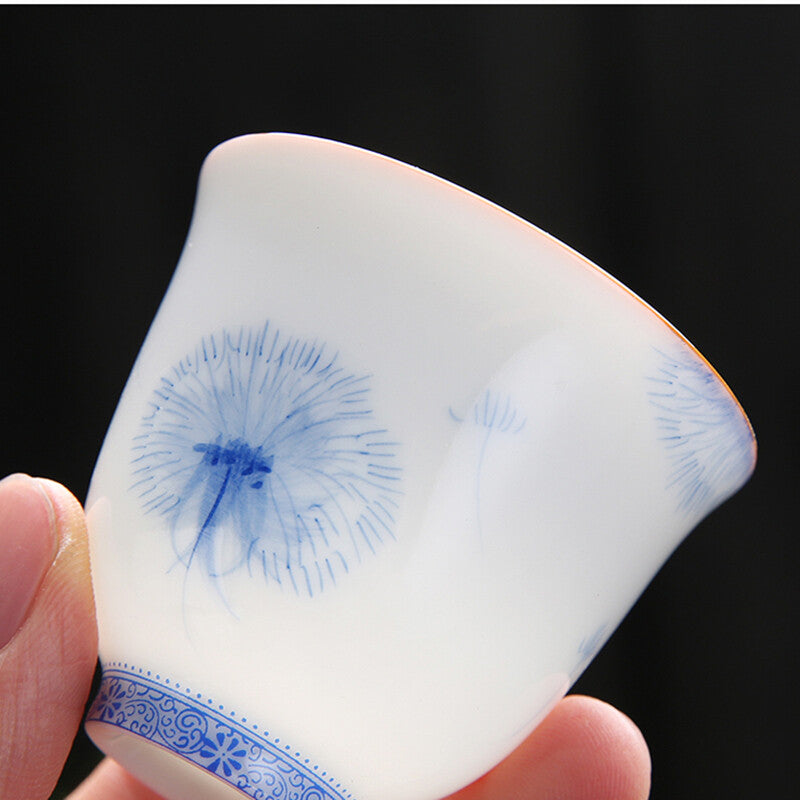 Porcelain Tea Cup For Puer Handpainted Floral Design Ceramic Master Cup 50ml New