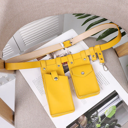 2 Piece Women's Belt Bag Waist Bags Female Leather Flap Crossbody Chest Bag