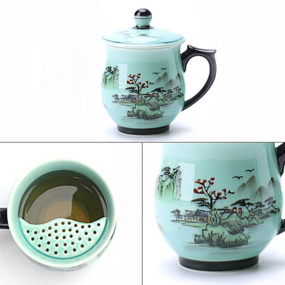 350ml Jingdezhen Ceramic Cup Household Filter Tea Cup Office Cup Kung Fu Tea Set