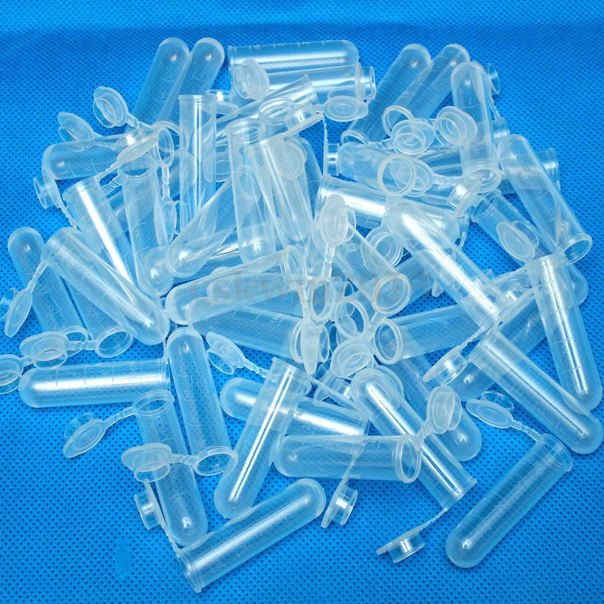 50x 5ml Plastic Centrifuge Lab Test Tube Vial Sample Container Bottle with Cap F