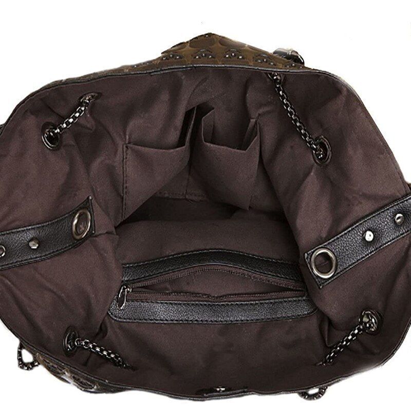 Handbag Large Women Tote Bag Skull Purse Skeleton Synthetic Leather 25*32*17 CM