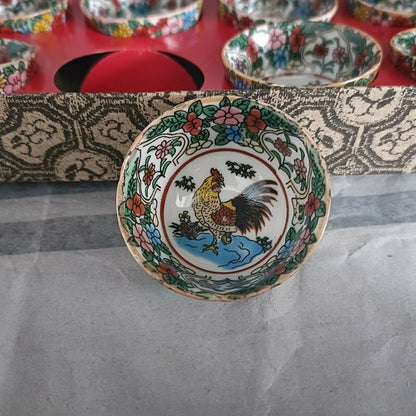 Chinese Old porcelain color Hand Painted 12 zodiac porcelain teacup bowl
