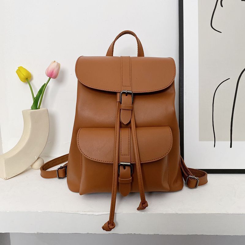 Women Drawstring Backpack Synthetic Leather School Bags Decoration Backpacks 1PC