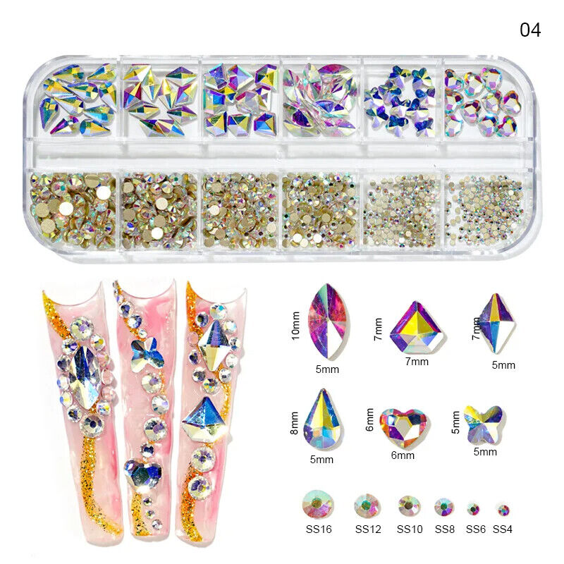 Nail Charms 30Pcs Boxed Luxury Shiny Planet Alloy 3D Art Rhinestones Bling Decor