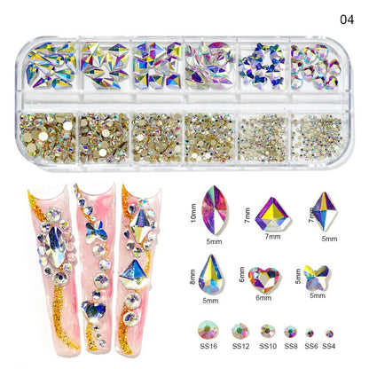 Nail Charms 30Pcs Boxed Luxury Shiny Planet Alloy 3D Art Rhinestones Bling Decor