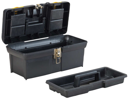 Stanley 16" Tool Box with Tray, Handle, Pad Lock Eye (Padlock not included)