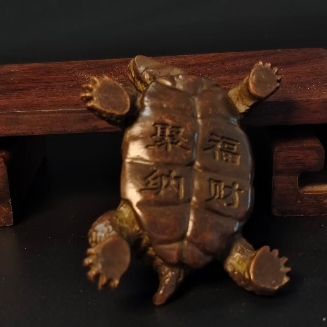 Collection Chinese old bronze handmade cast turtle tortoise statue gift tea pet