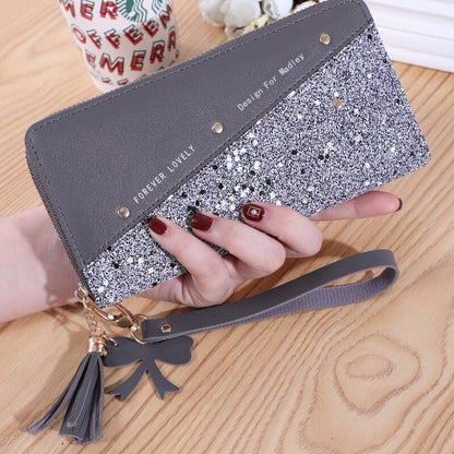 Women Wallets Coin Purses Cards Holder Double Zippers Handbag Money Bags 20*10CM