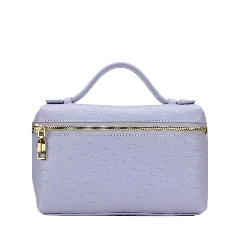Handbag Embossed Ostrich Leather Portable Bag Small Clutch Bag Purse 19*12*6 CM