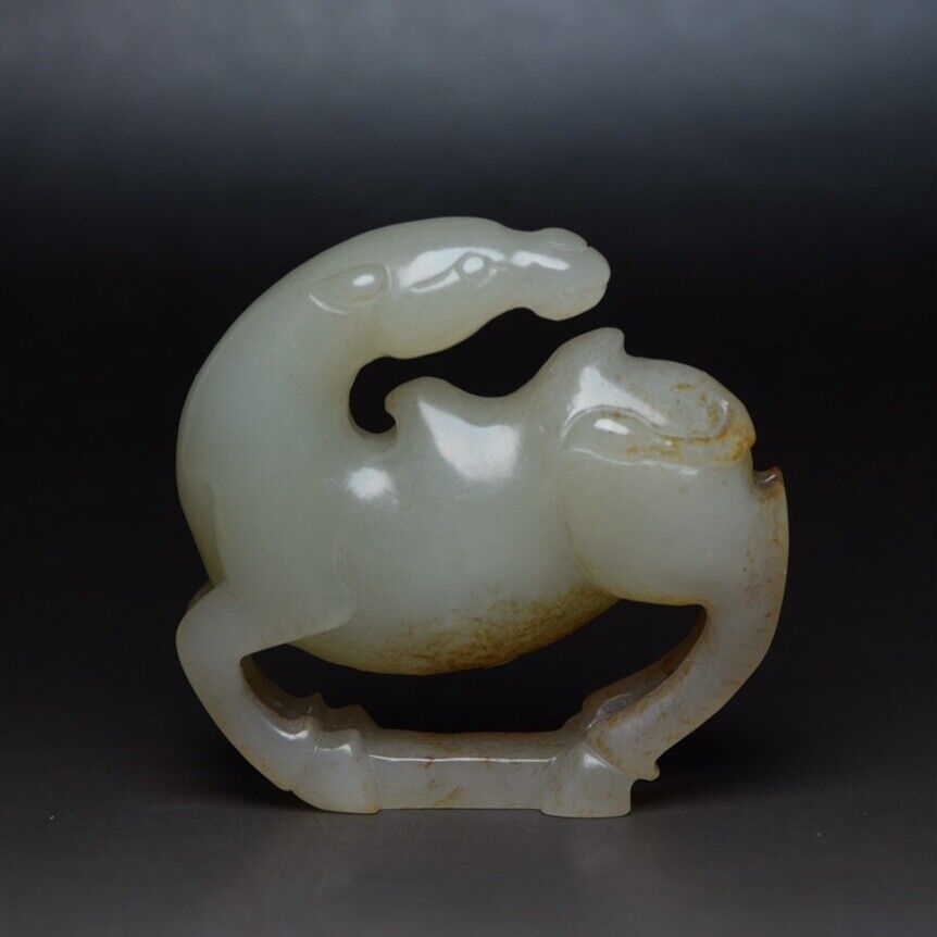 Chinese Natural Hetian Jade Carving Exquisite Camel Statue Figurine Collection