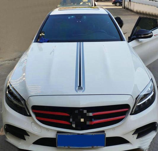 Hood Rear Racing Stripe Car Sticker Kit for Mercedes Benz Decal Custom All Model