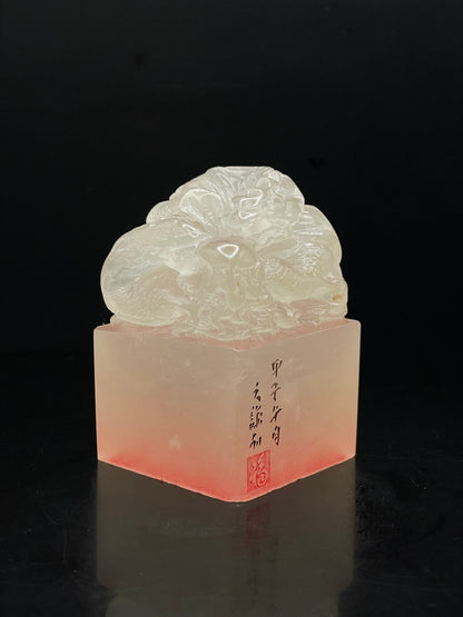 Chinese Natural Shoushan Stone Hand-carved Exquisite Auspicious Beast Seal 31332