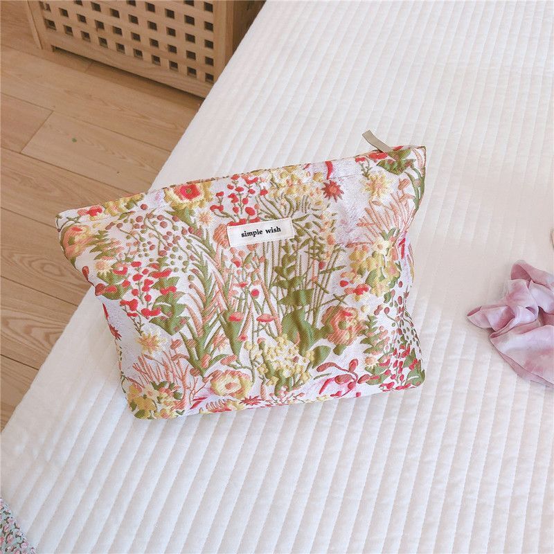 Romantic Cosmetic Bag Fabric Clutch Fresh Makeup Travel Organizer Storage Pouch