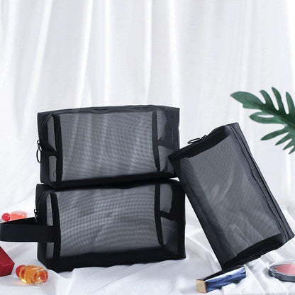 Clear Black Makeup Bags Travel Toiletry Cosmetic Organizer Pouch Set Mesh Purse