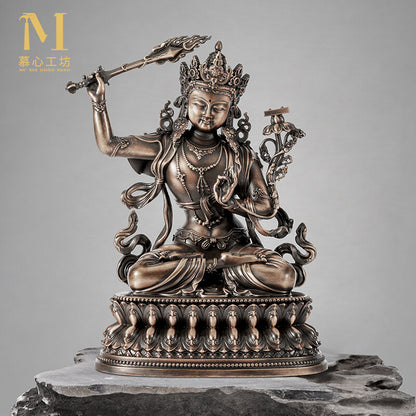 Two Armed Manjusri Bodhisattva Buddha Tibetan Bronze Samantabhadra Ornament