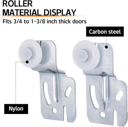 10 Pcs Sliding Closet Door Roller Kit,Wardrobe Door Roller with Slide Track,Clos