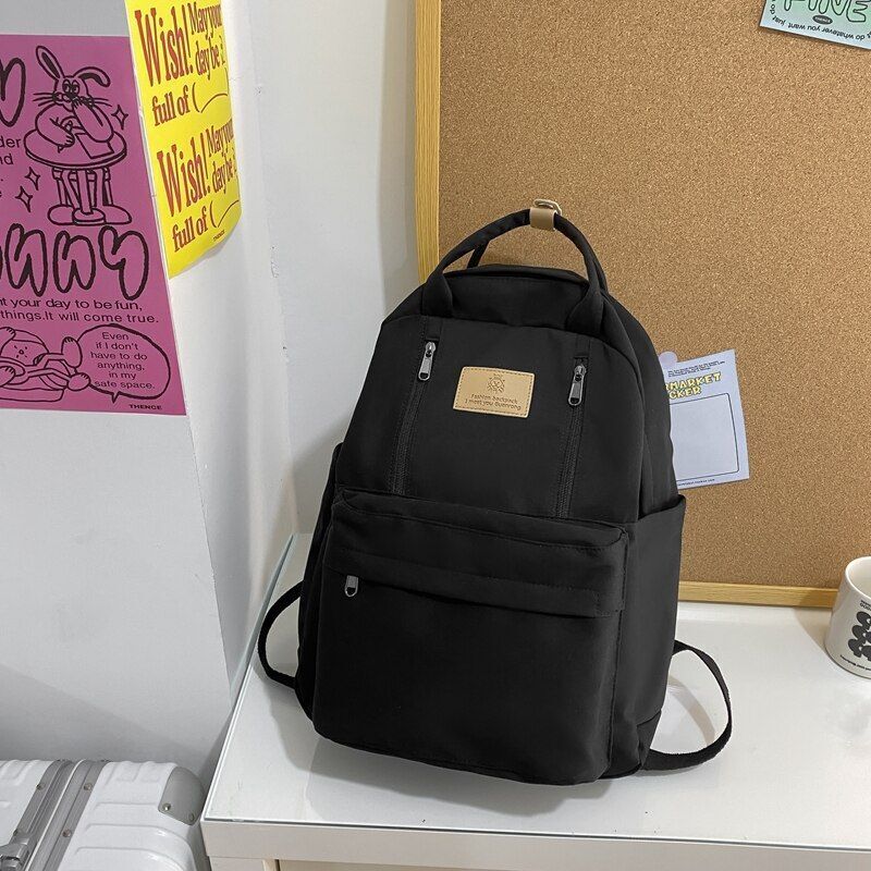 Double Zipper Backpack Buckle Travel Bag Laptop Backpack Student Schoolbag Nylon