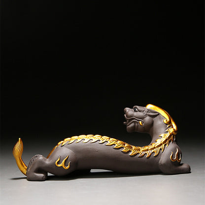 Chinese Yixing Zisha Pottery Tea Pet Purple Clay Pixiu Beast Animal Statue