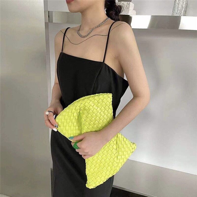 Tassel Clucth Bags Women Leather Woven Lady Handbags Bag Large Party Female