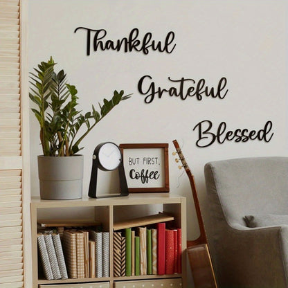 CIFbuy 3PCS Black Gratitude Metal Wall Art - Aesthetic 'Appreciate Life' Decor