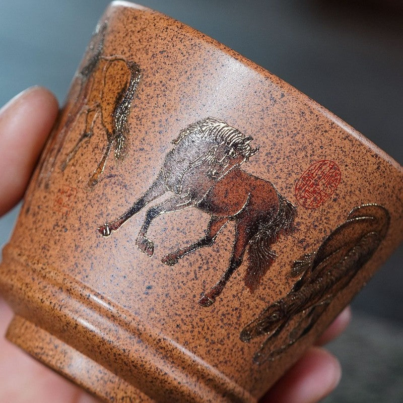 Handmade Tea Cup Chinese Real Yixing Zisha Master Cup 170ml Horse Pattern Mug