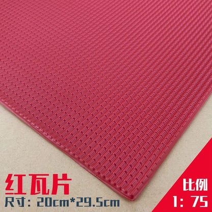 Model Building Material 2Pcs Simulation PVC Roof Tile Wall DIY Scene Diorama Kit