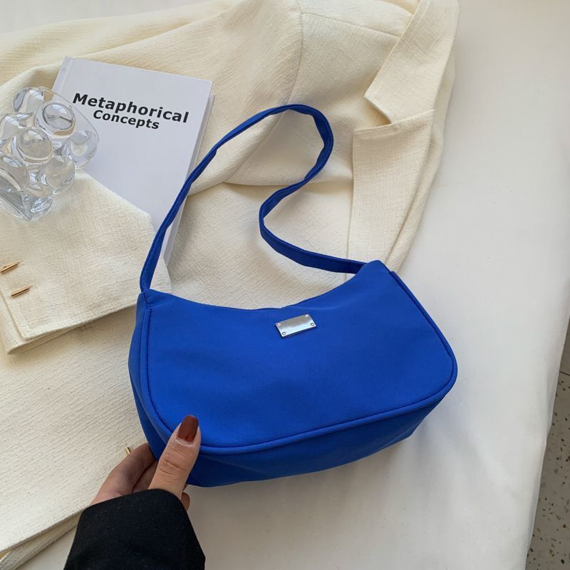 Solid Color Shoulder Bag Messenger Handbags Nylon Handbag Retro Underarm Purse