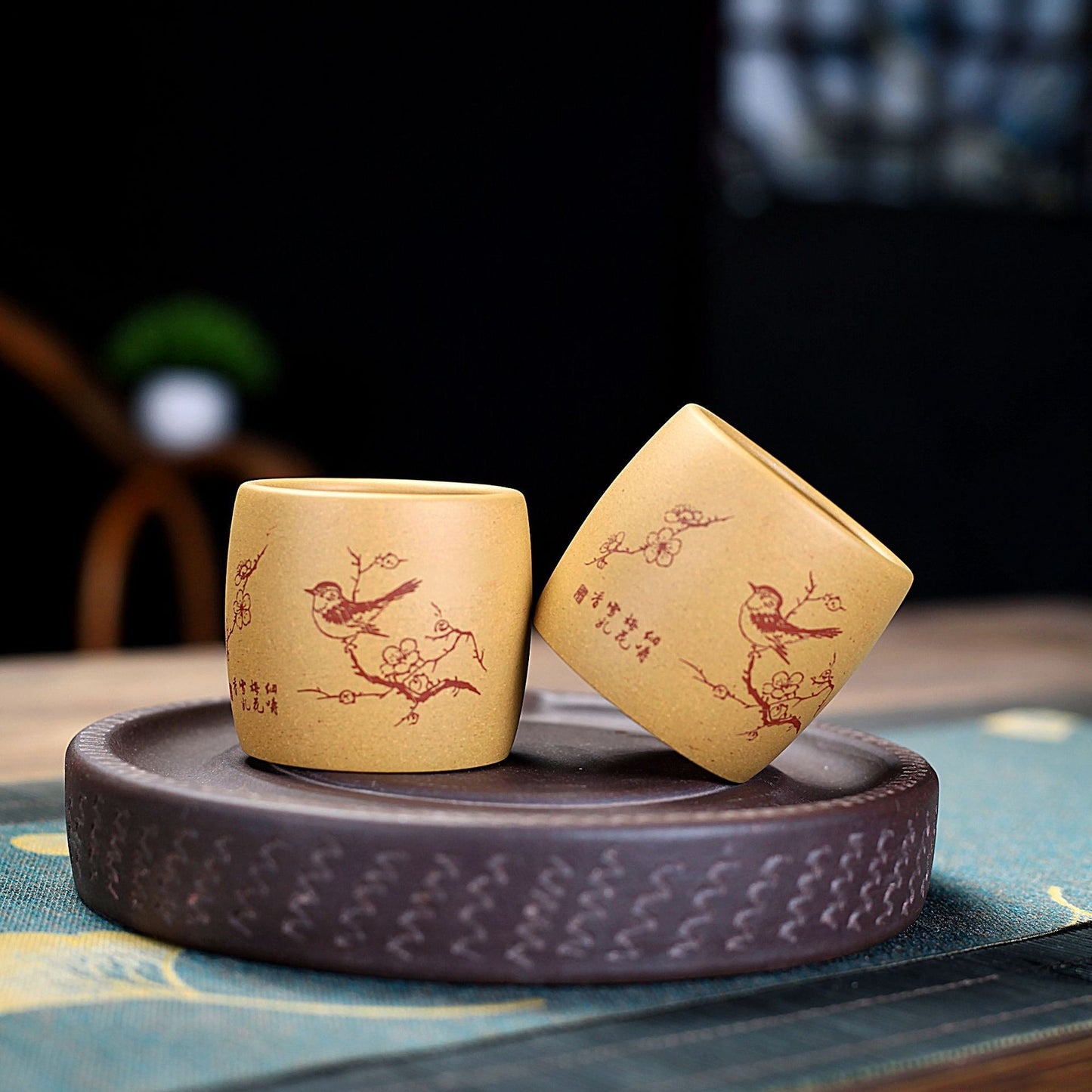 Marked Teacup Real Yixing Zisha Duan Clay Master Cup Animal Bird Carved Handmade