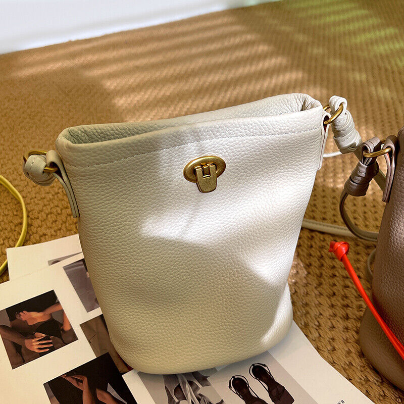 Fashion Mini Real Leather Bucket Bag-Crossbody,Clutch,Shoulder,Pouch & Phone Bag