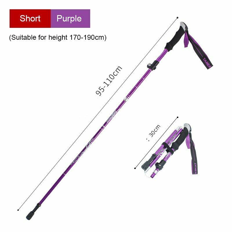 Folding Trekking Pole Portable Walking Stick Outdoor Climbing Hiking Adult Blue