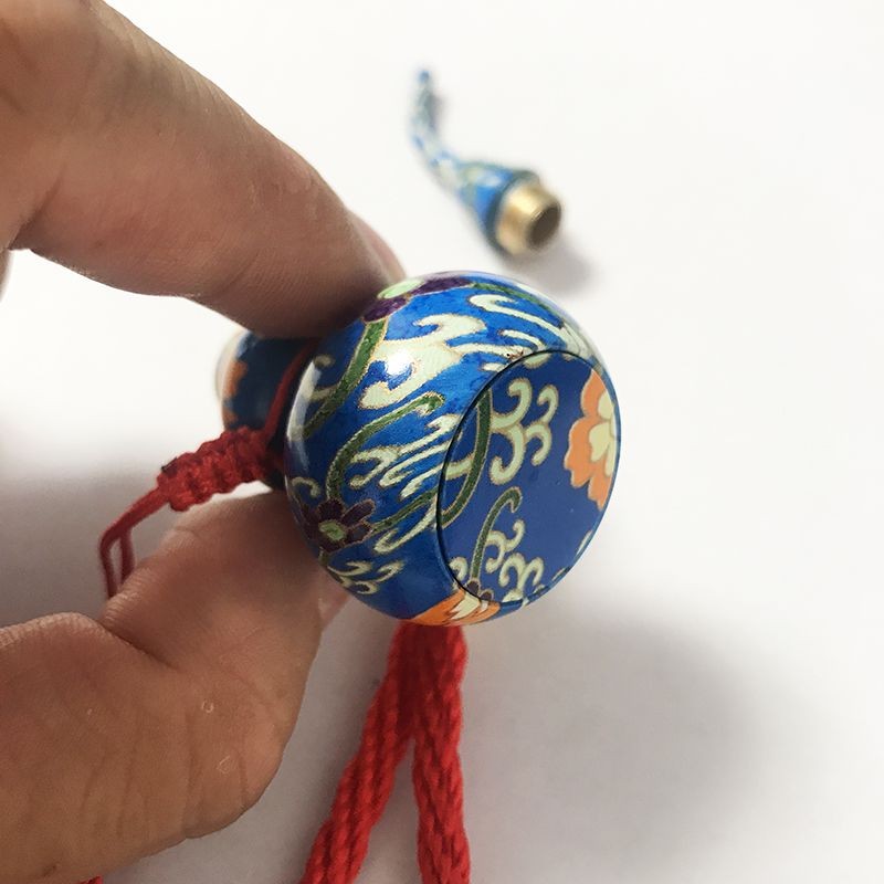 Cloisonne Brass Gourd Pendant 6.5x3cm Feng Shui Lucky Car Hanging Ornament