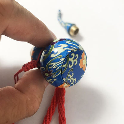 Cloisonne Brass Gourd Pendant 6.5x3cm Feng Shui Lucky Car Hanging Ornament